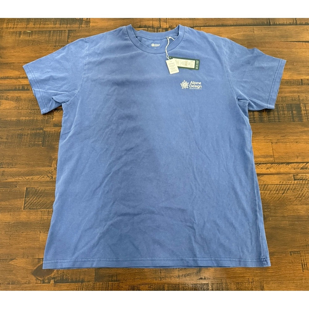 Alpine Design Men's Large Pre-washed Blue Hike SS Graphic Tshirt UPF30+ NWT $28